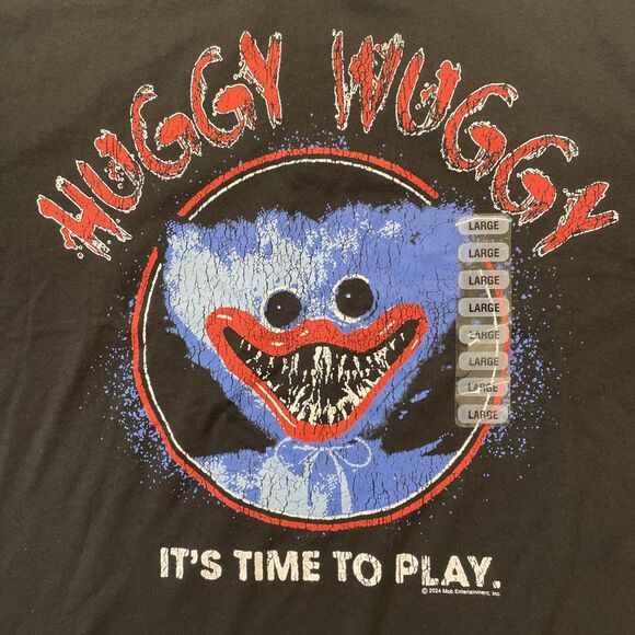 Poppy Playtime Huggy Wuggy It's Time To Play Black Unisex Shirt Size Large - Picture 2 of 7